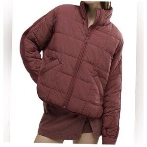Free people Movement Pippa Packable Puffer Rust Red Oversized Coat Jacket Sz XS